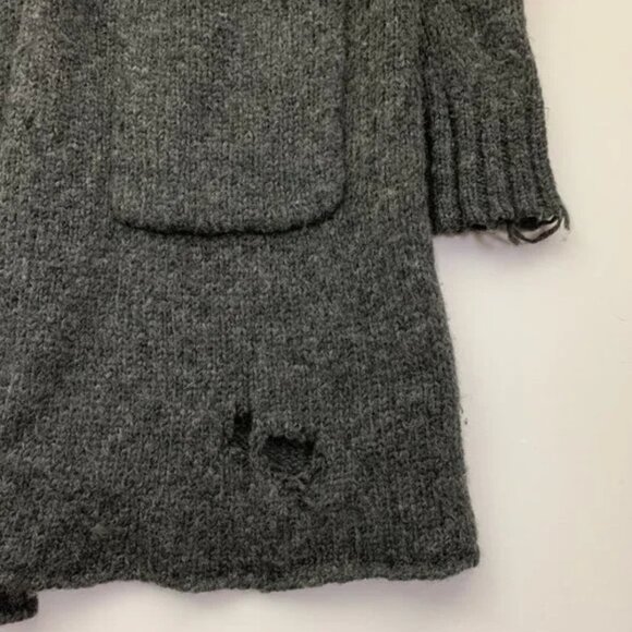 RAQUEL ALLEGRA DESTROYED BABY ALPACA OPEN FRONT HOODED CARDIGAN - Picture 9 of 14